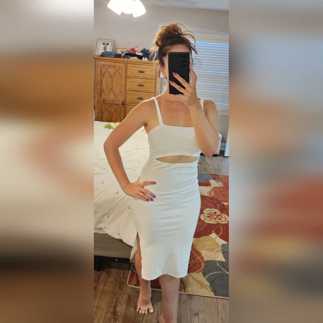White Cut-Out Midi Dress